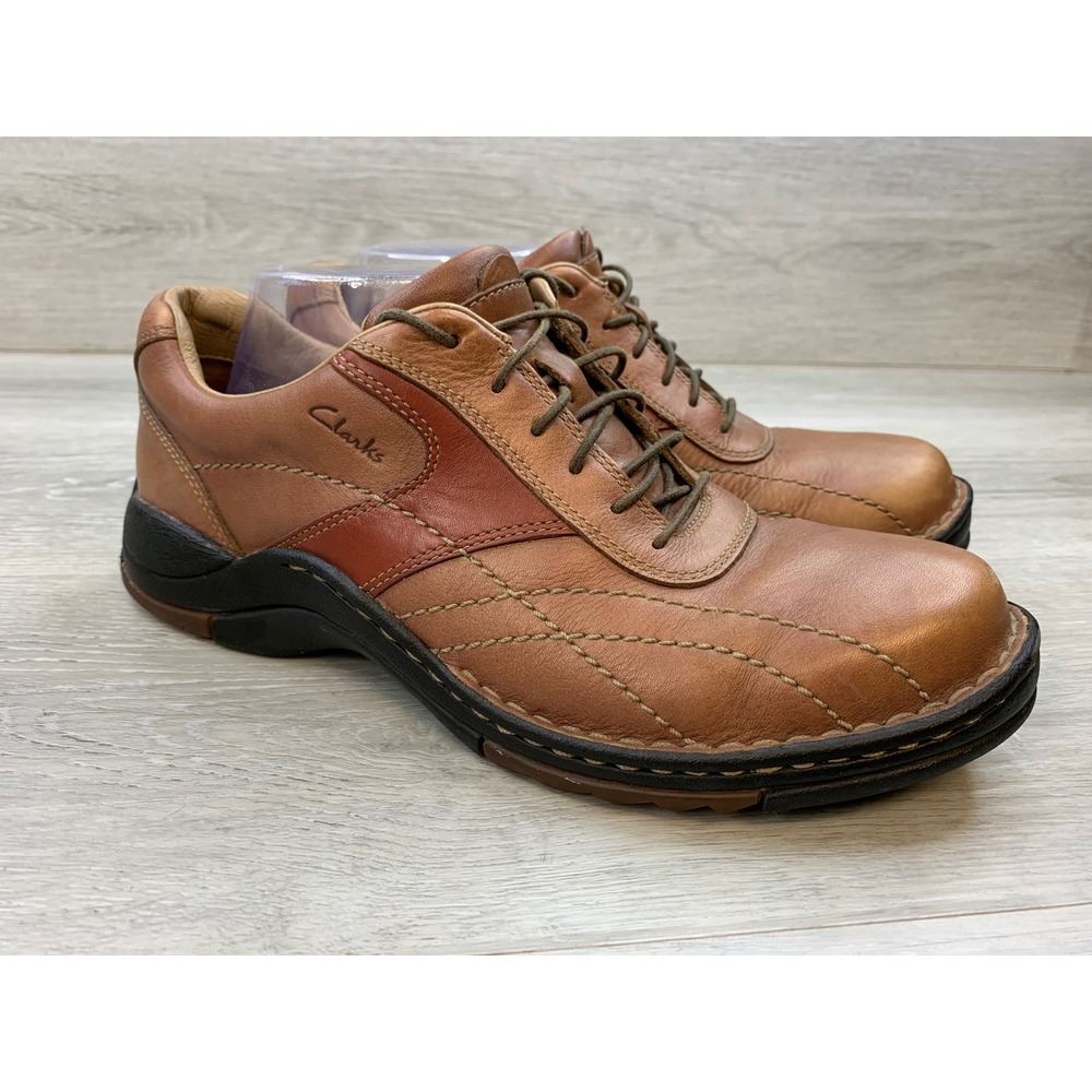 Clarks Men's Brown Leather Lace Up Oxford Shoes 9 Comfort Walking
